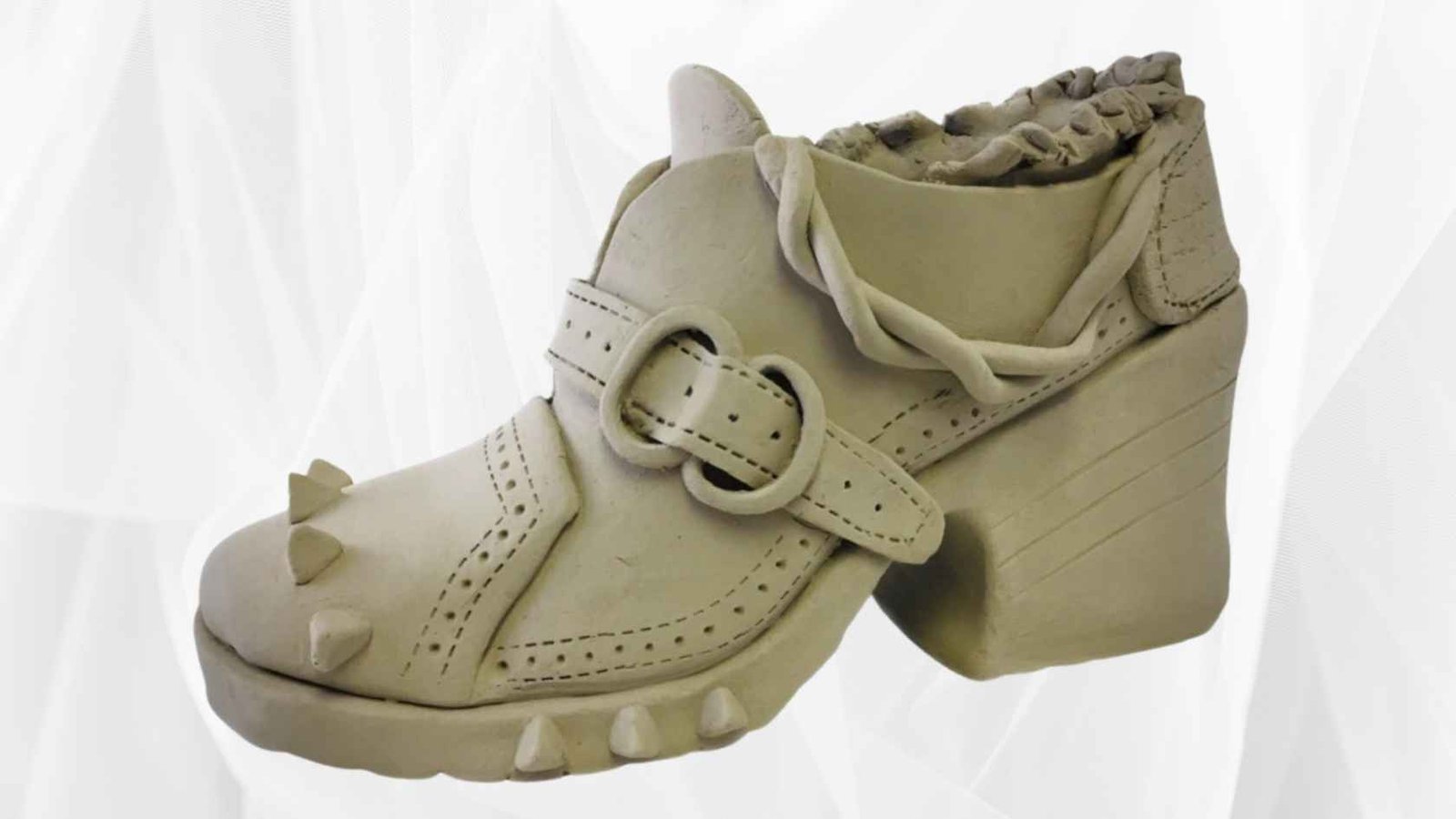 Slab Built Sculpture of Steampunk Shoe Red Deer