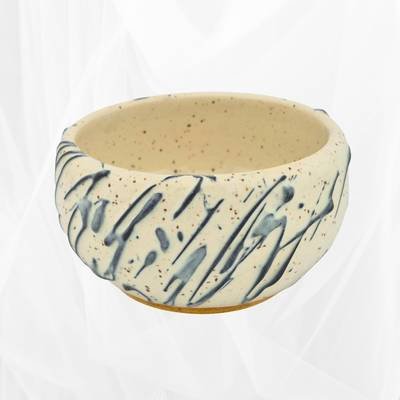 Small Condiment Bowl with Colored Slip and White Glaze 1 1