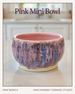 Small pink, blue and purple handmade ceramic bowl Red Deer stoneware